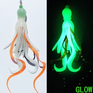 p/1 pièce Jupe de calmar en Silicone souple, leurre, crochet d'assistance à la gabarits lent, appât lumineux pour la pêche à la traîne
