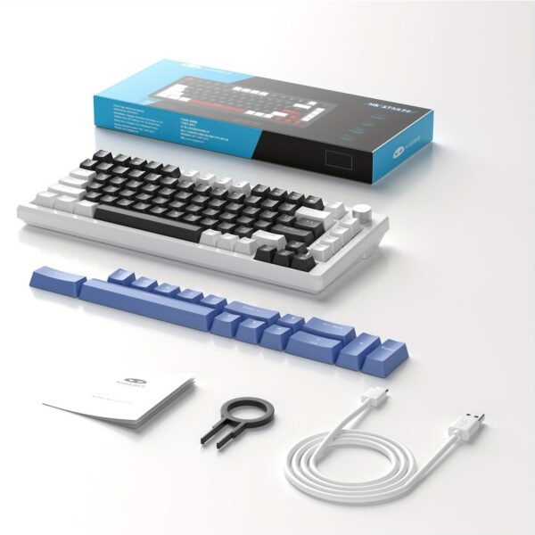 Clavier de Jeu MAGEGEE Compact 75% Mécanique - Rétroéclairage Bleu Glace, Interrupteurs Jaunes, Conception Ergonomique