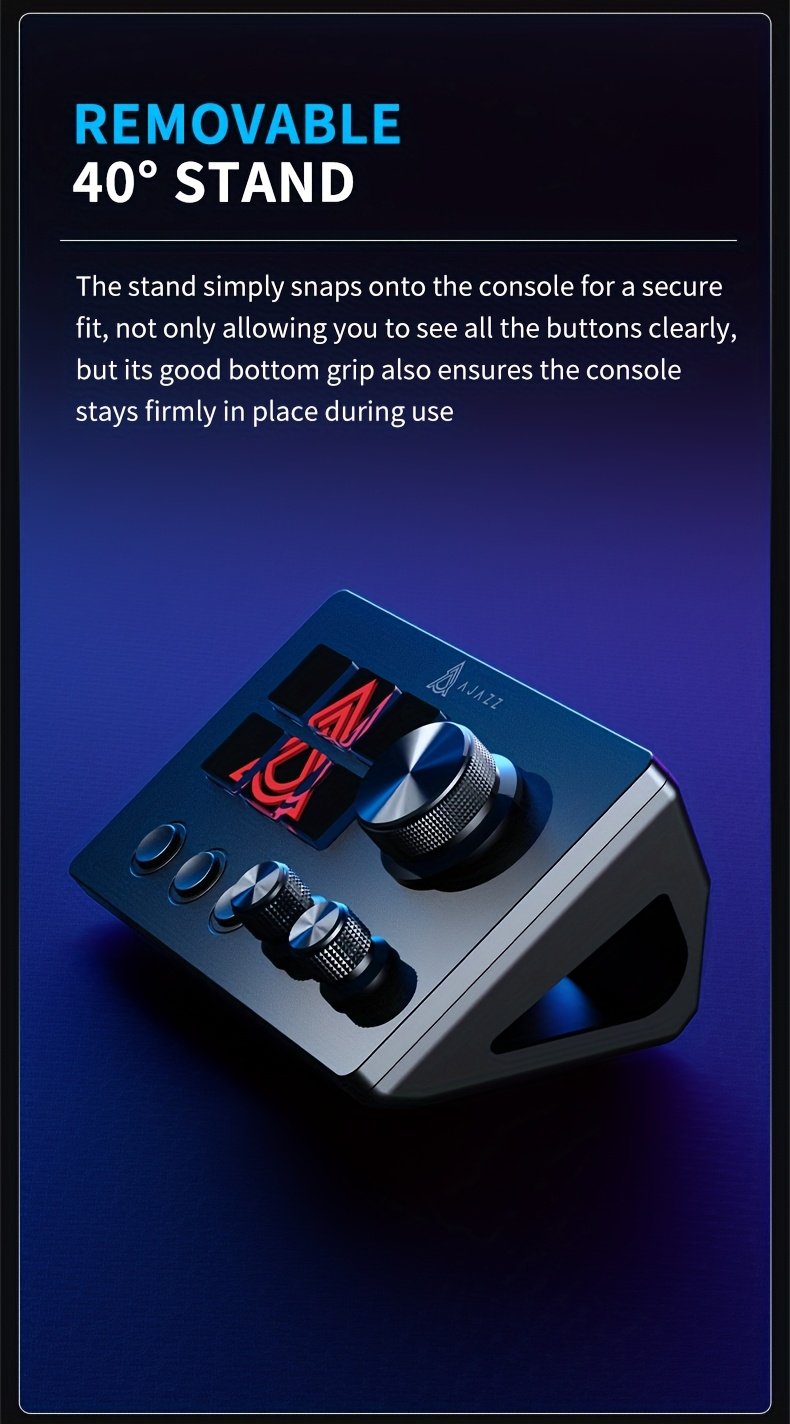 AKP03E Panneau de Contrôle Audio de Bureau - Mixeur de Diffusion en Direct Programmable avec Boutons et Raccourcis Personnalisables, Support Amovible à 40°, Alimenté par USB, Compatible avec Plusieurs Applications pour la Diffusion et le Mélange Musical, Panneau de Contrôle Logiciel | Interface Personnalisable | Construction Durable