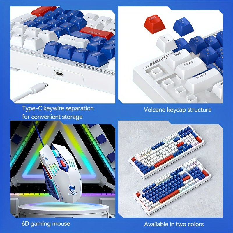 Clavier RGB filaire USB, rétroéclairage arc-en-ciel, souris 3 couleurs haut de gamme. Le clavier a une sensation mécaniquement silencieuse, un design ergonomique de touches haut-bas, et les touches sont en film de silicone. Convient aux ordinateurs, ordinateurs portables, ordinateurs de bureau et tout-en-un, - le cadeau parfait pour les anniversaires et les vacances