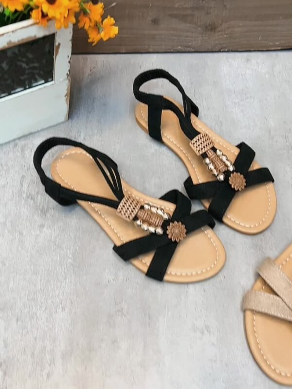 Sandales à Bride T Style Bohème pour Femmes avec Doublure en Flanelle (TEMU)