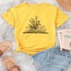 T-shirt À Col Rond Imprimé Livre Et Floral (TEMU)