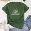T-shirt À Col Rond Imprimé Livre Et Floral (TEMU)