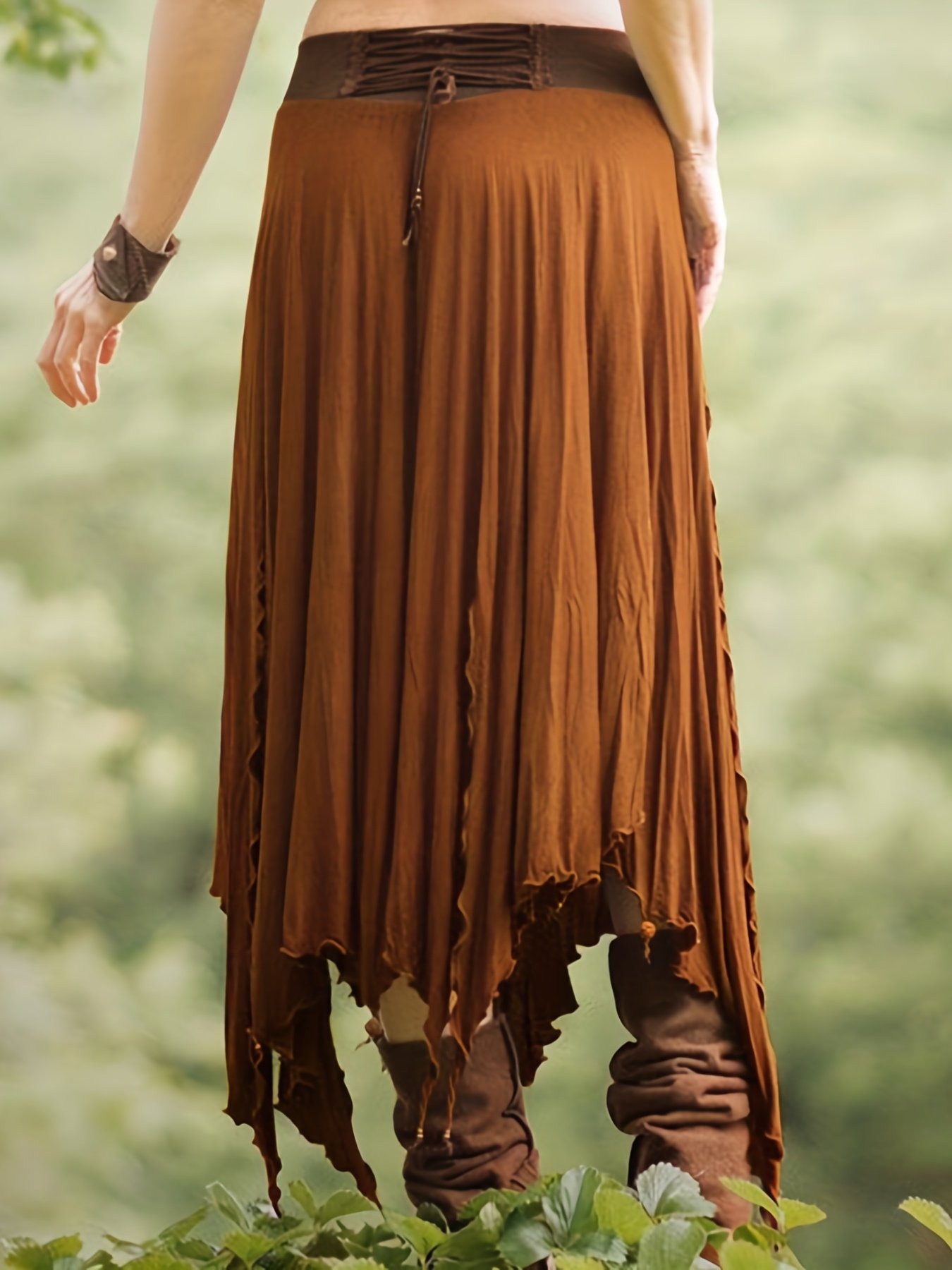 Jupe À Ourlet Asymétrique À Taille À Cordon de Serrage, Jupe Fendue Haute Taille Décontractée Pour Le Printemps Et L'été, Vêtements Pour Femmes