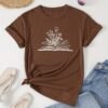 T-shirt À Col Rond Imprimé Livre Et Floral (TEMU)
