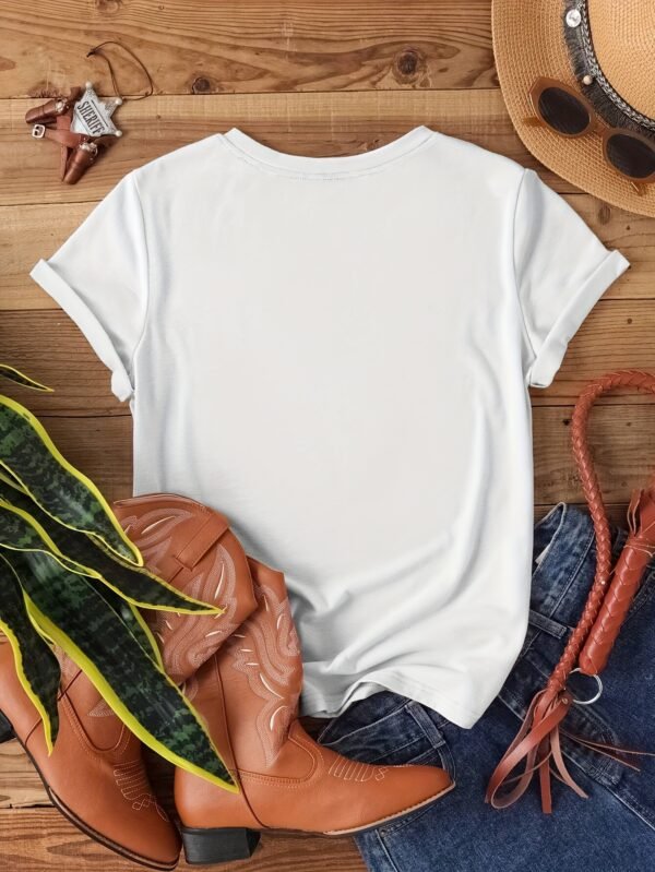 T-shirt À Col Rond Imprimé Rose, Haut Décontracté À Manches Courtes (TEMU)