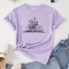 T-shirt À Col Rond Imprimé Livre Et Floral (TEMU)