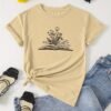 T-shirt À Col Rond Imprimé Livre Et Floral (TEMU)