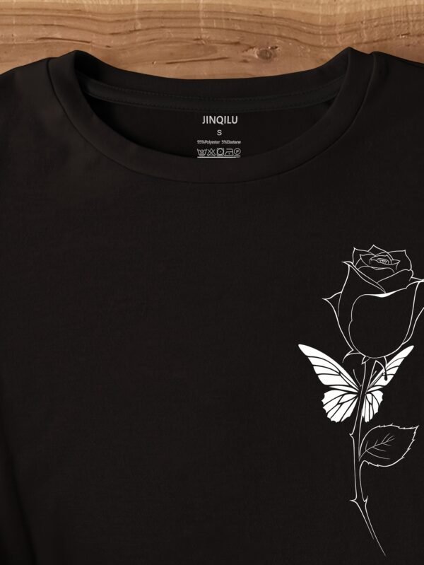 T-shirt À Col Rond Imprimé Rose, Haut Décontracté À Manches Courtes (TEMU)