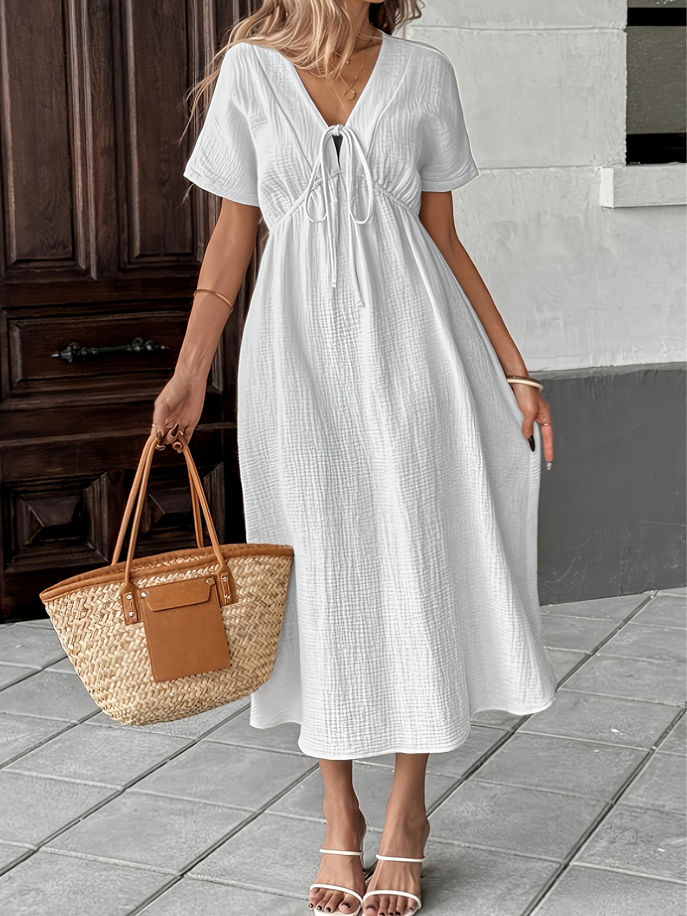 Robe Bohème à Manches Courtes pour Femme + Nian Nian