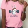 1pc T-shirt d'entraînement amusant pour femme avec imprimé lapin (TEMU)