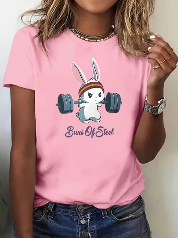 1pc T-shirt d'entraînement amusant pour femme avec imprimé lapin (TEMU)