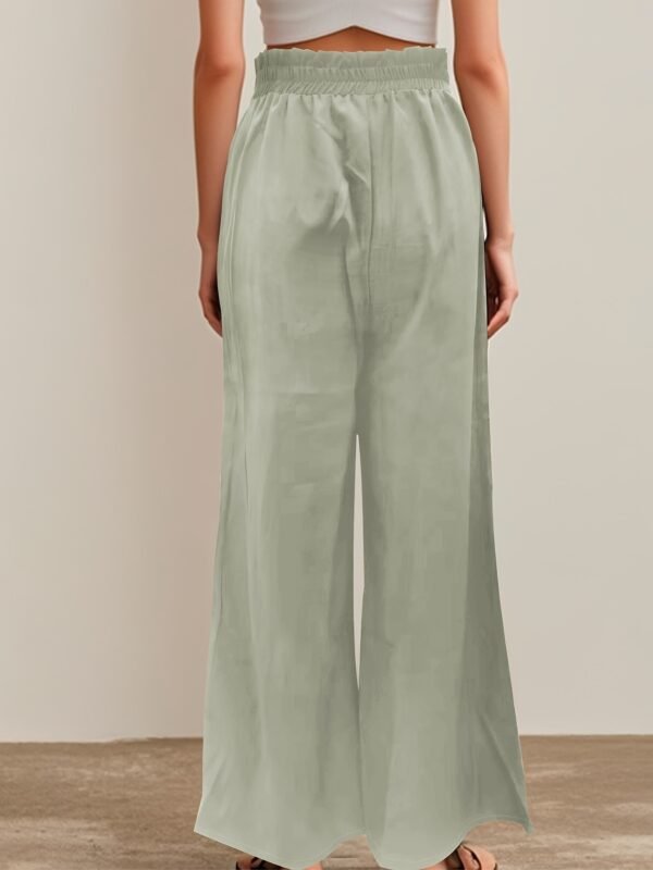 Pantalon large de couleur unie pour femme avec poches (TEMU)