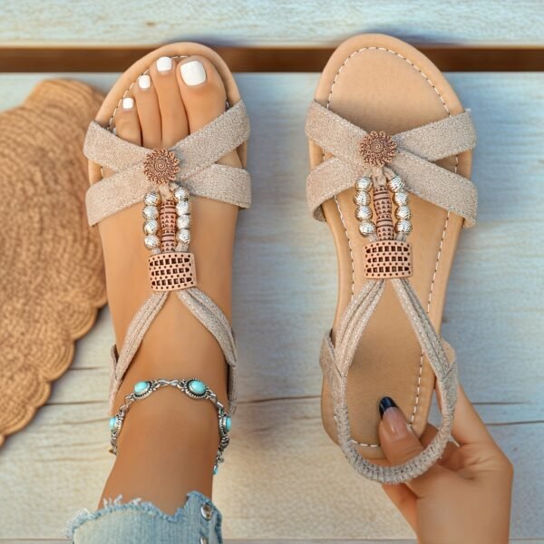 Sandales à Bride T Style Bohème pour Femmes avec Doublure en Flanelle (TEMU)