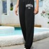 Jogging Taille Haute pour Femmes avec Imprimé Lettres de Brooklyn (TEMU)