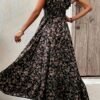 Robe midi élégante à col en V pour femme (TEMU)