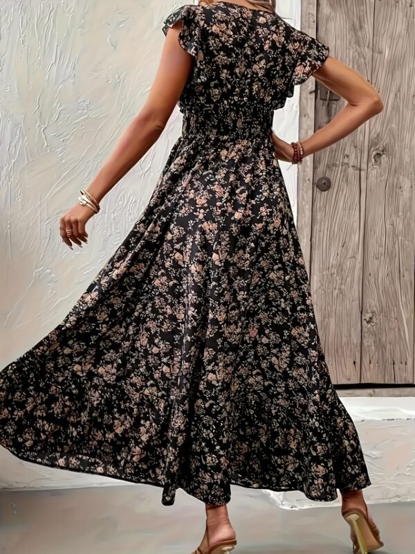 Robe midi élégante à col en V pour femme (TEMU)