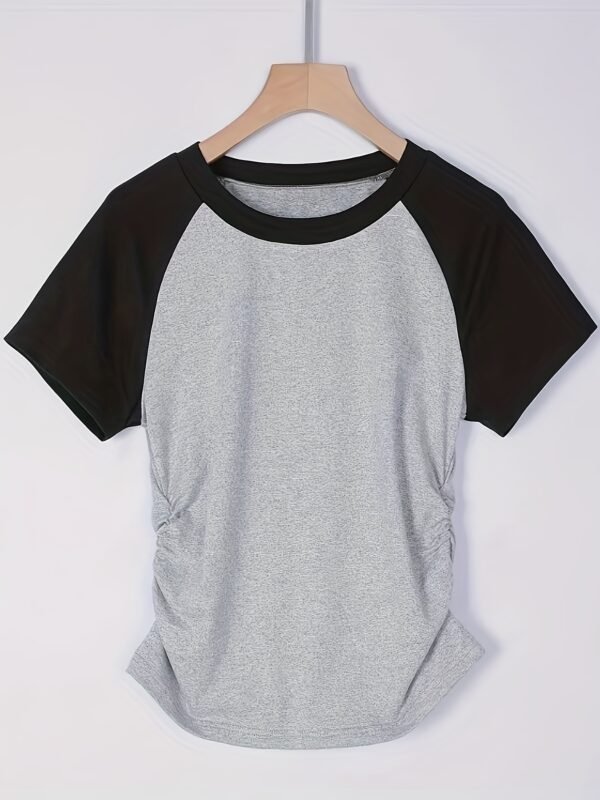 T-shirt décontracté à manches courtes et col rond pour femmes (TEMU)