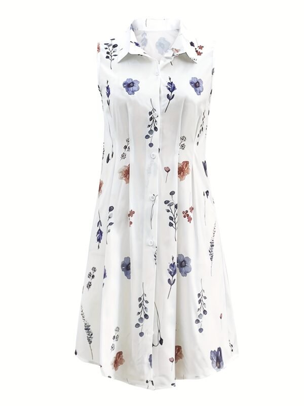 Robe midi sans manches élégante à imprimé floral (TEMU)
