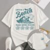 T-shirt à col rond imprimé plage (TEMU)