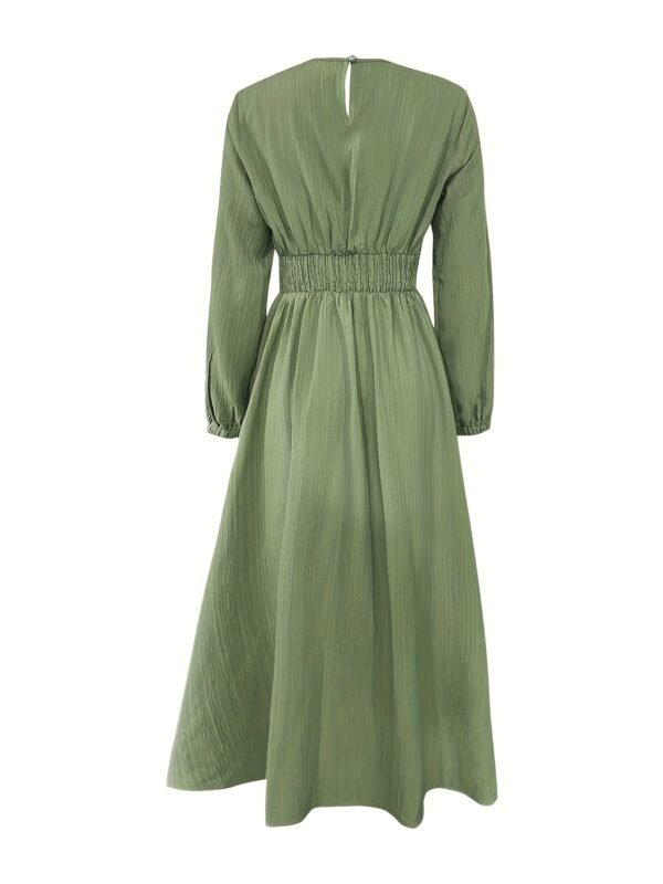 Robe élégante plissée pour femme avec taille froncée et détails boutonnés (TEMU)