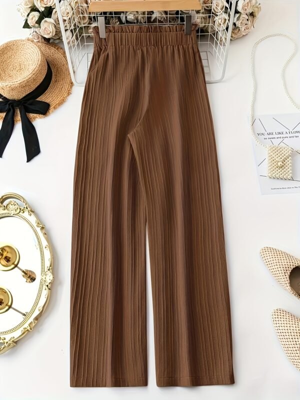 Pantalon large rose élégant pour femme avec détail de nœud (TEMU)