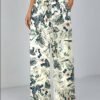 Pantalon Large à Imprimé Tropicale pour Femme avec Poches (TEMU)