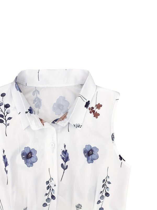 Robe midi sans manches élégante à imprimé floral (TEMU)