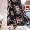 Jupe trapèze élégante à imprimé floral avec taille élastique (TEMU)