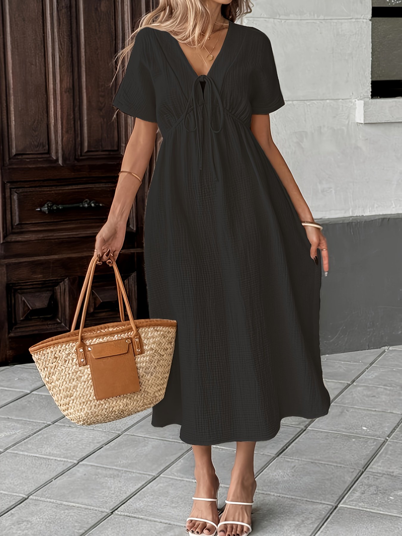 Robe Bohème à Manches Courtes pour Femme + Nian Nian