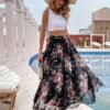 Jupe trapèze élégante à imprimé floral avec taille élastique (TEMU)