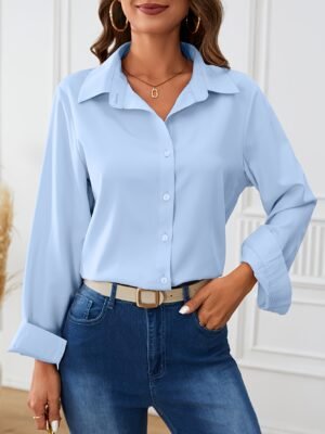 Chemise à Manches Longues Élégante et Polyvalente (TEMU)