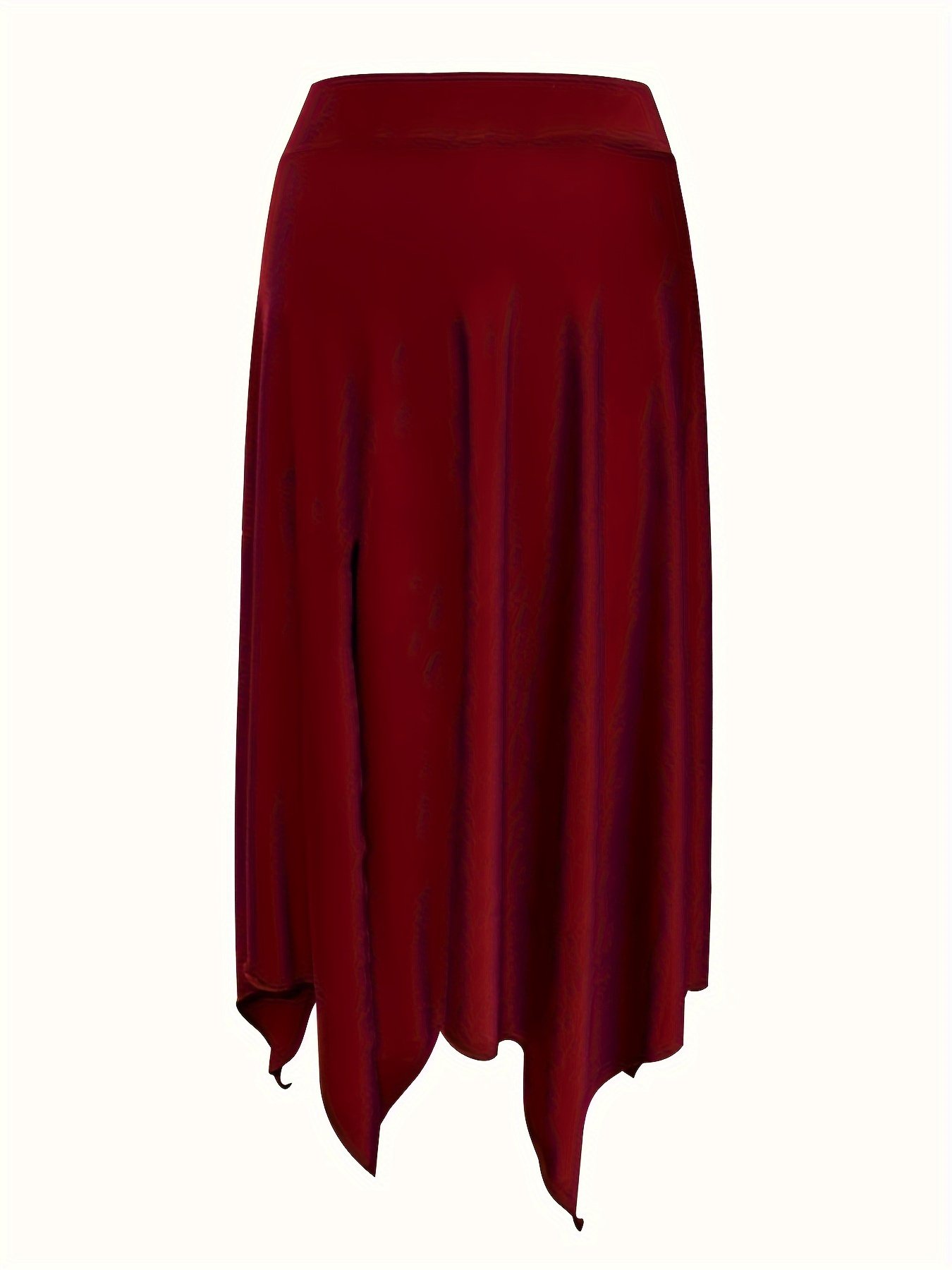 Jupe À Ourlet Asymétrique À Taille À Cordon de Serrage, Jupe Fendue Haute Taille Décontractée Pour Le Printemps Et L'été, Vêtements Pour Femmes