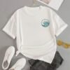 T-shirt à col rond imprimé plage (TEMU)