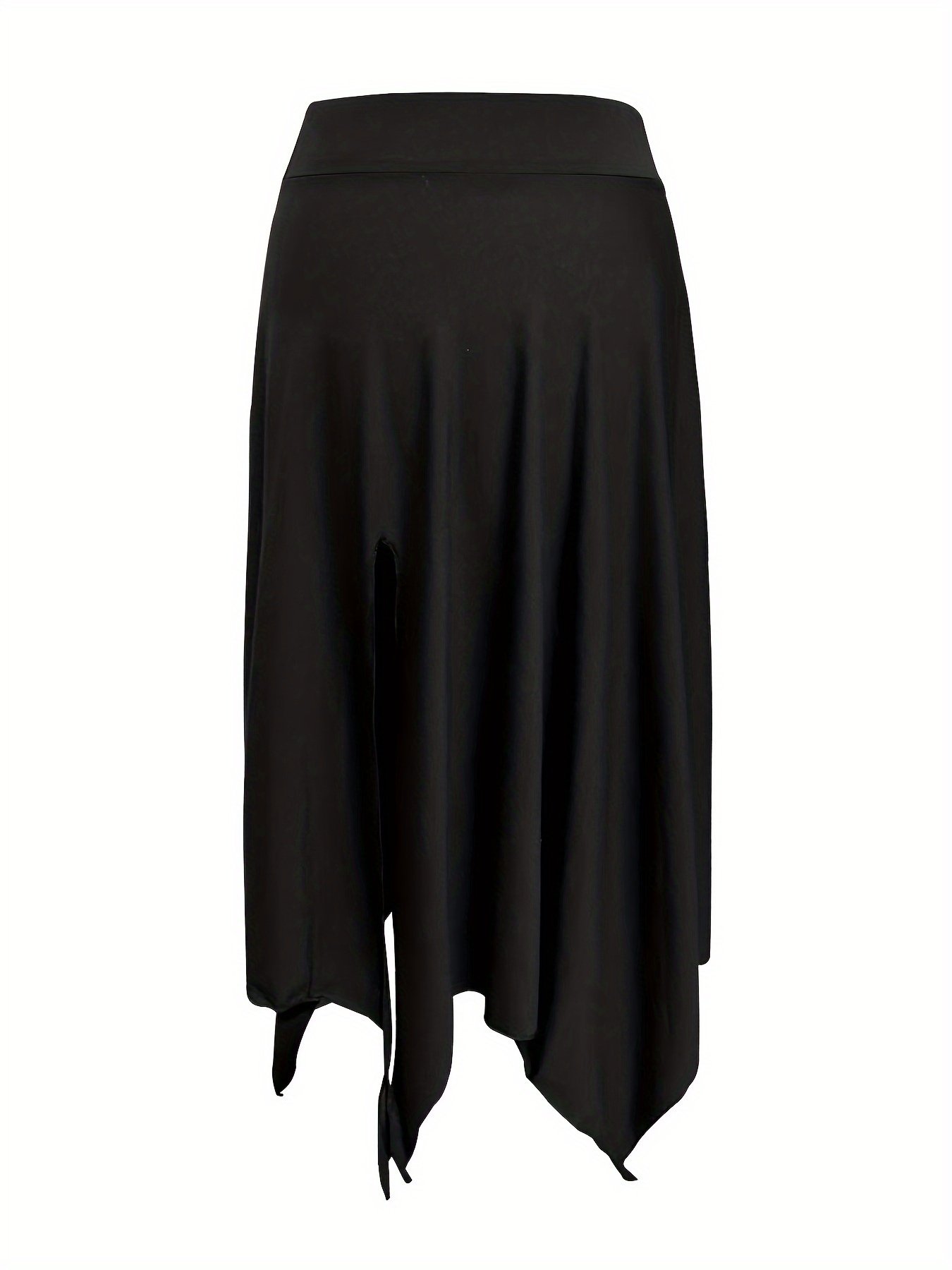 Jupe À Ourlet Asymétrique À Taille À Cordon de Serrage, Jupe Fendue Haute Taille Décontractée Pour Le Printemps Et L'été, Vêtements Pour Femmes