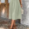 Jupe Midi Plissée Élégante Taille Haute pour Femme (TEMU)