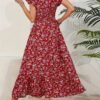 Robe midi élégante à col en V pour femme (TEMU)