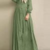 Robe élégante plissée pour femme avec taille froncée et détails boutonnés (TEMU)