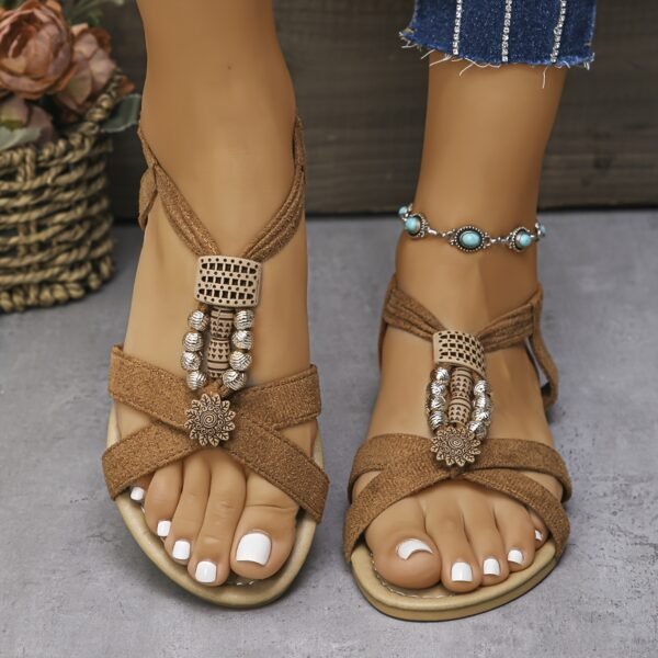 Sandales à Bride T Style Bohème pour Femmes avec Doublure en Flanelle (TEMU)