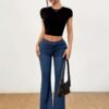 Pantalon évasé taille haute pour femme (TEMU)