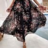Jupe trapèze élégante à imprimé floral avec taille élastique (TEMU)