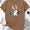 1pc T-shirt d'entraînement amusant pour femme avec imprimé lapin (TEMU)