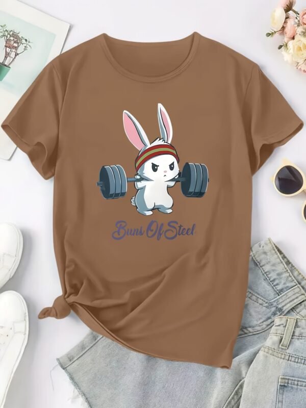 1pc T-shirt d'entraînement amusant pour femme avec imprimé lapin (TEMU)