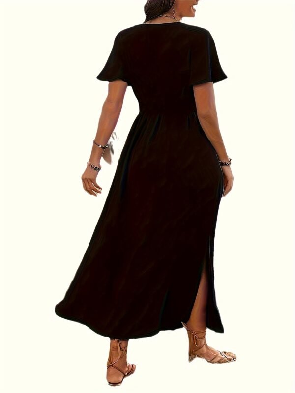 Robe Femme en Mousseline Noire à Col Croisé (TEMU)
