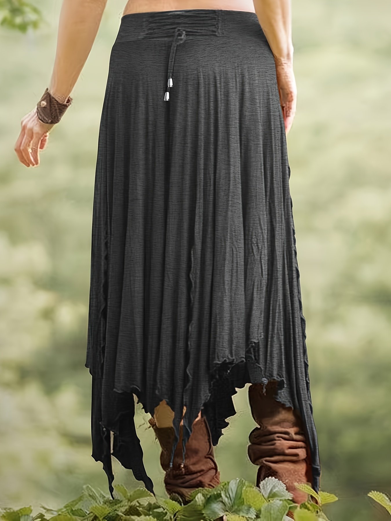 Jupe À Ourlet Asymétrique À Taille À Cordon de Serrage, Jupe Fendue Haute Taille Décontractée Pour Le Printemps Et L'été, Vêtements Pour Femmes