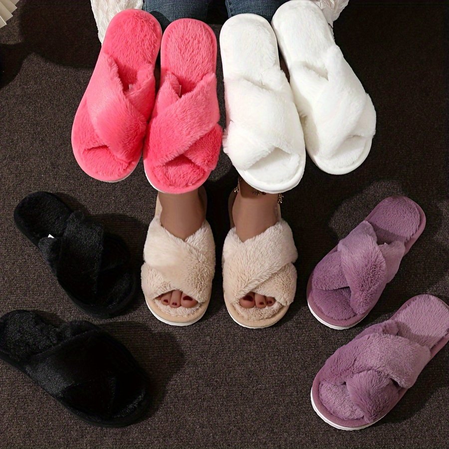 Pantoufles d'intérieur en peluche Crisscross Band, confortables et chaudes, à imprimé léopard, semelle souple et duveteuse, pantoufles antidérapantes pour la maison