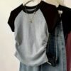 T-shirt décontracté à manches courtes et col rond pour femmes (TEMU)