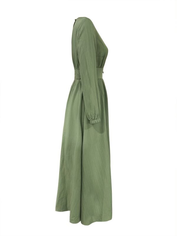 Robe élégante plissée pour femme avec taille froncée et détails boutonnés (TEMU)