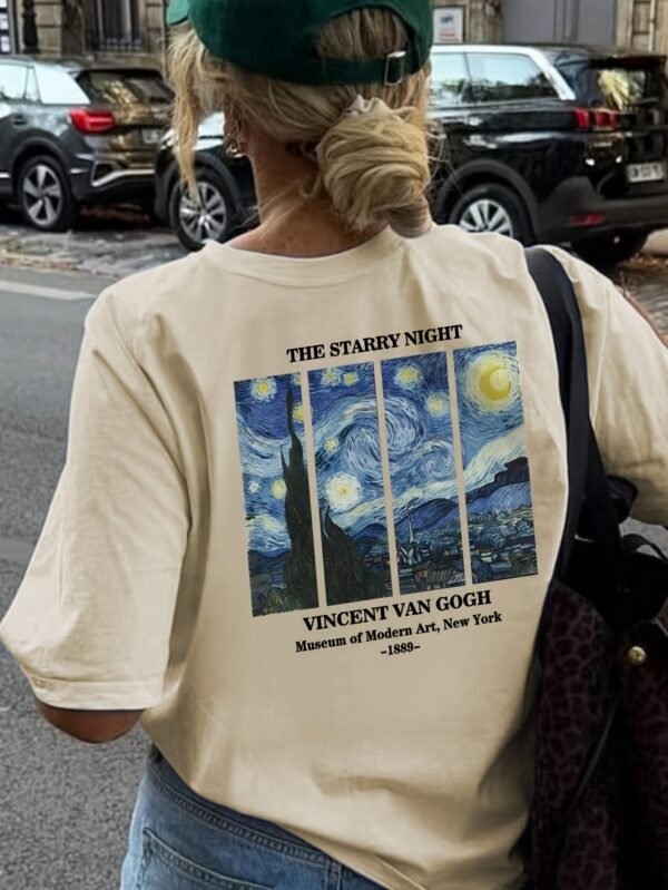 Chemise Femme Légère et Respirante - Impression Art Van Gogh "La Nuit Étoilée" (TEMU)