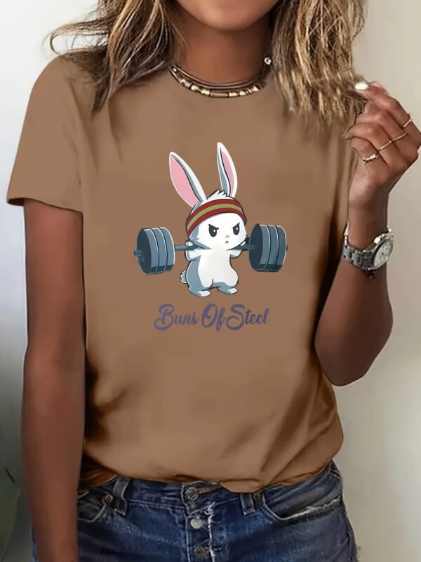 1pc T-shirt d'entraînement amusant pour femme avec imprimé lapin (TEMU)
